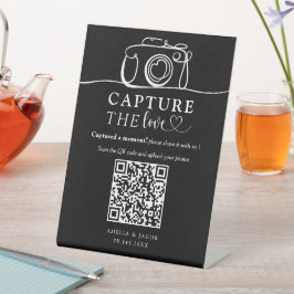 Capture the love Black & White Wedding  Reclamebord Met Voetstuk
