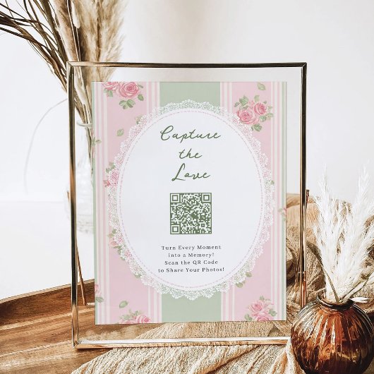 Capture The Love Bridal Shower QR code Poster