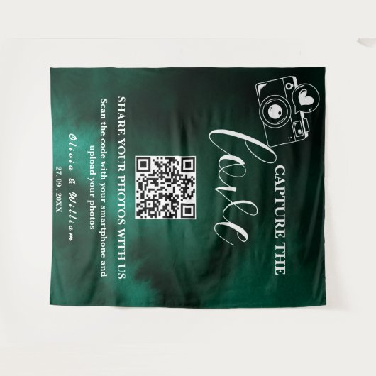 Capture The Love Emerald Green QR Backdrop Wandkleed (Voorkant (horizontaal))