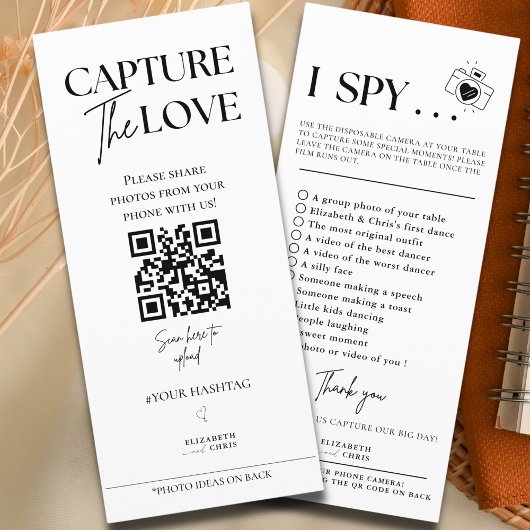 Capture The Love Foto I Spy Huwelijk Spel scavenge Menu