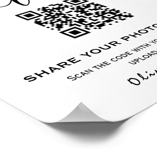 Capture The Love Foto QR Code Moderne Bruiloft Poster (Hoek)