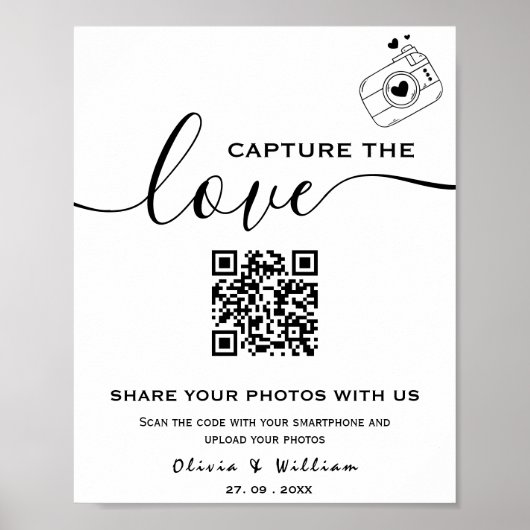 Capture The Love Foto QR Code Moderne Bruiloft Poster (Voorkant)
