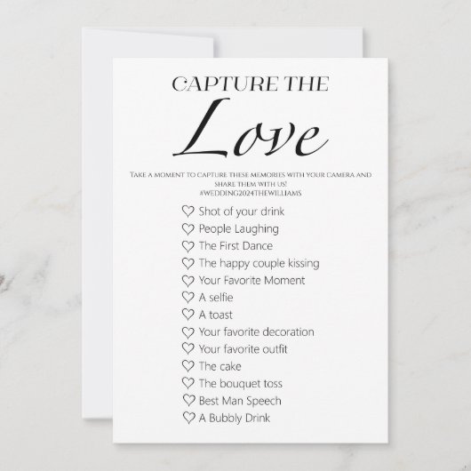 Capture The Love I Spy Wedding Game Kaart (Voorkant)