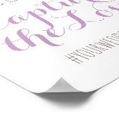 Capture the Love Paarse Trouw Hashtag Bord Poster (Hoek)