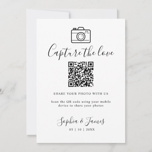 Capture the Love Photo Share QR-code Trouwbord Kaart (Voorkant)