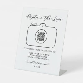 Capture The Love Photo Sharing QR Code  Reclamebord Met Voetstuk