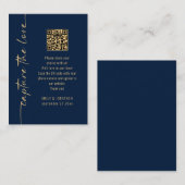 Capture the Love QR-code bruiloft kaart navy goud (Voorkant / Achterkant)