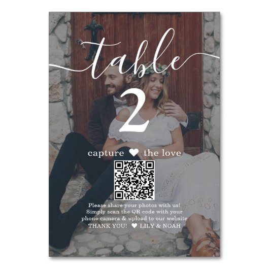 Capture the Love QR Code Dark 2 Fotobruiloft Kaart (Achterkant)