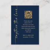 Capture the Love QR Code Navy Gold Wedding Card Informatiekaartje (Voorkant)