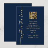Capture the Love QR Code Navy Gold Wedding Card Kaart (Voorkant / Achterkant)