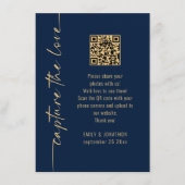 Capture the Love QR Code Navy Goud Trouwkaart Kaart (Voorkant)