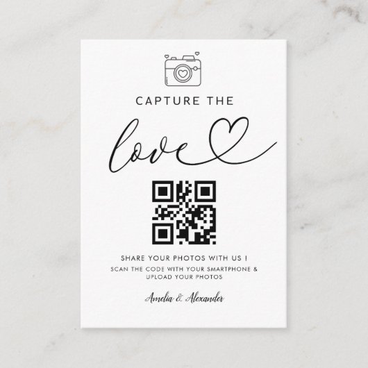 Capture The Love Qr Code Photo Wedding Sign  Informatiekaartje
