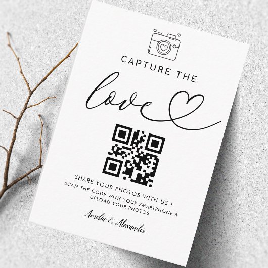 Capture The Love Qr Code Photo Wedding Sign  Informatiekaartje