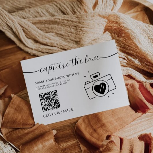Capture The Love QR Code Wedding Kaart, Minimalist