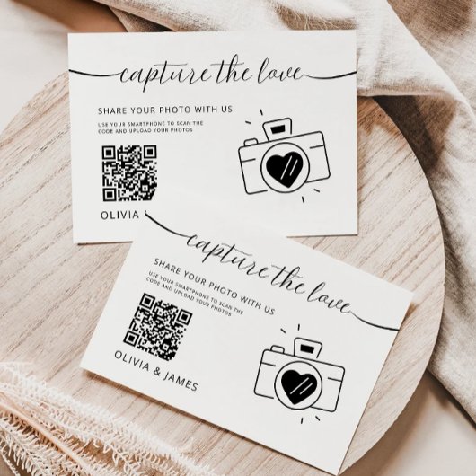 Capture The Love QR Code Wedding Kaart, Minimalist