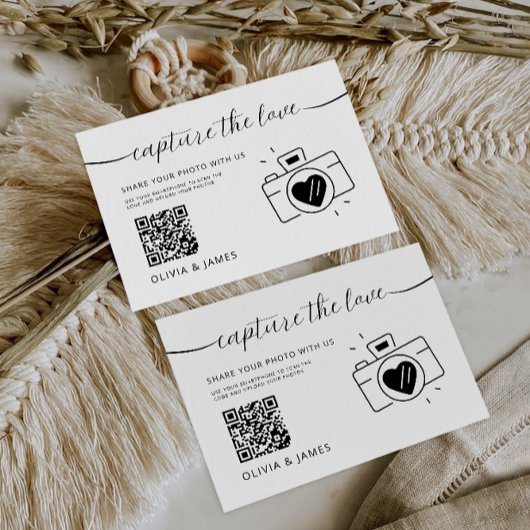 Capture The Love QR Code Wedding Kaart, Minimalist
