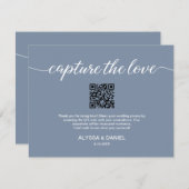 Capture the love QR code wedding photo share blue Kaart (Voorkant / Achterkant)