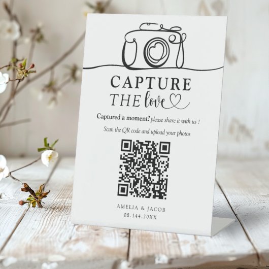 Capture the Love Simple Wedding  Reclamebord Met Voetstuk