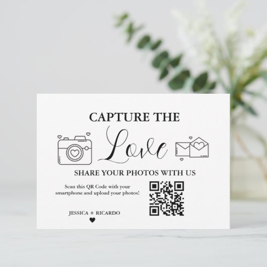 Capture the Love Trouw QR-codekaart, fotokaart Kaart (Staand voorkant)