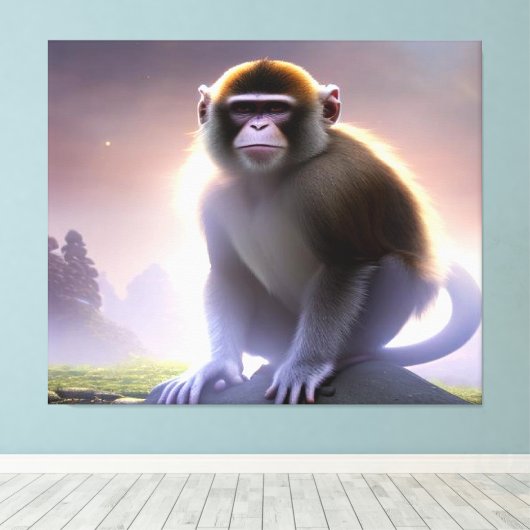 Capuchin Monkey Stretch Canvas (Insitu (Houten vloer))