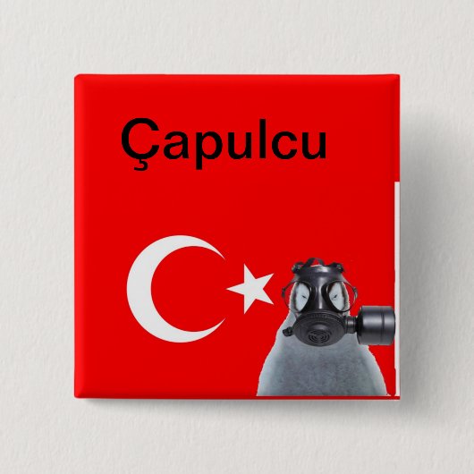 Capulcu Penguin Vierkante Button 5,1 Cm (Voorkant)
