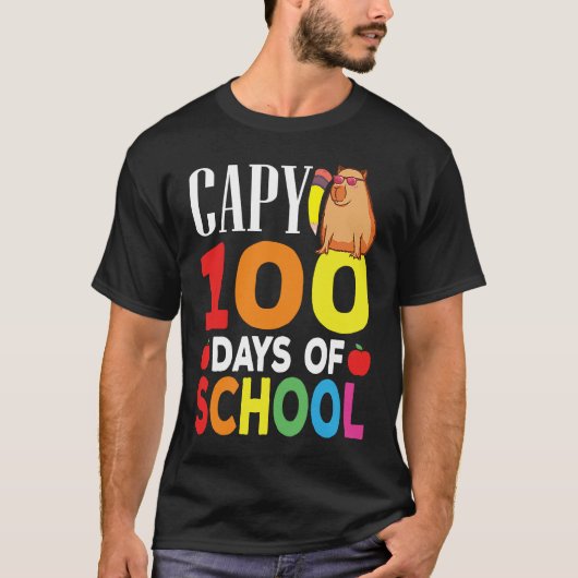 Capy 100 Days Of School Teacher Capybara T-shirt (Voorkant)