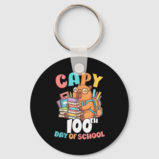 Capy 100ste schooldag capybara 100 dagen van sleutelhanger (Voorkant)