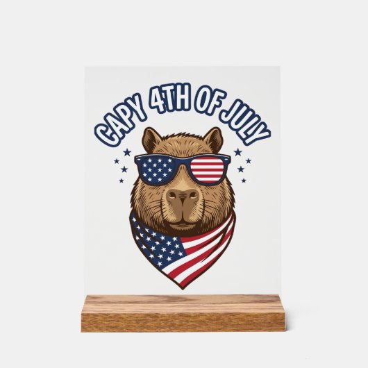 Capy 4 juli Patriotisch Capybara Vectorontwerp_ Acryl Bord (Voorkant)