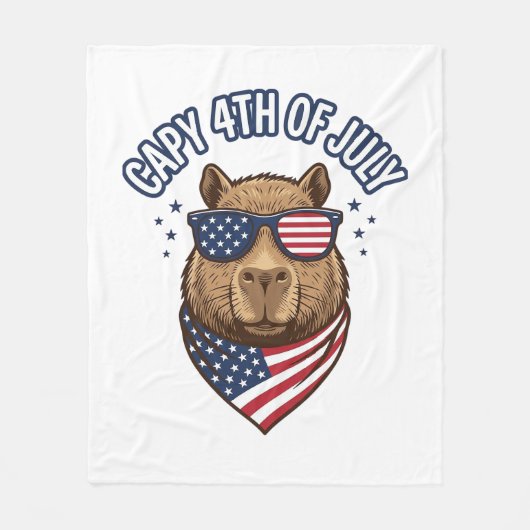 Capy 4 juli Patriotisch Capybara Vectorontwerp_ Fleece Deken (Voorkant)