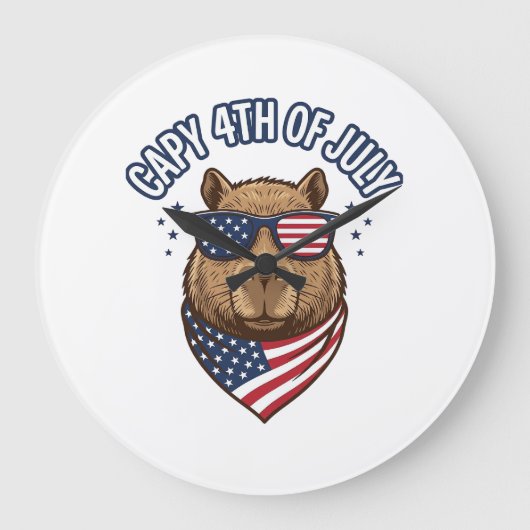 Capy 4 juli Patriotisch Capybara Vectorontwerp_ Grote Klok (Voorkant)