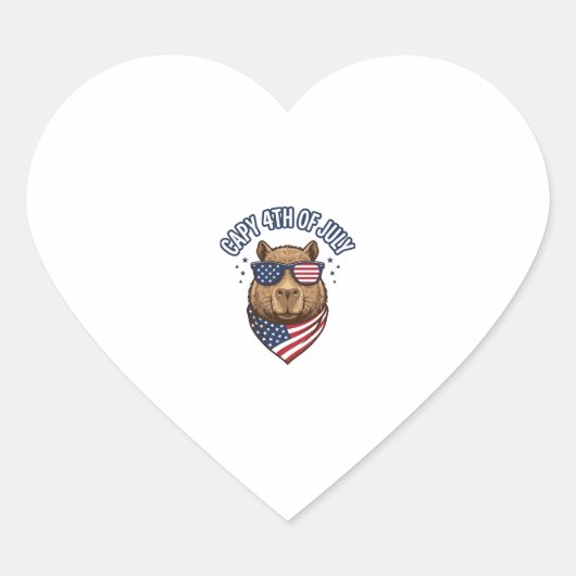 Capy 4 juli Patriotisch Capybara Vectorontwerp_ Hart Sticker (Voorkant)