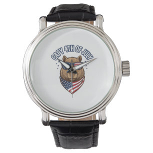 Capy 4 juli Patriotisch Capybara Vectorontwerp_ Horloge