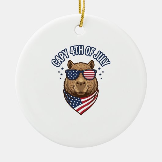 Capy 4 juli Patriotisch Capybara Vectorontwerp_ Keramisch Ornament (Voorkant)
