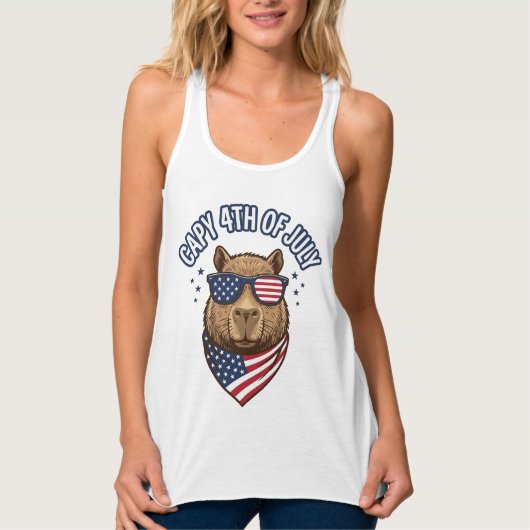 Capy 4 juli Patriotisch Capybara Vectorontwerp_ Tanktop (Voorkant)