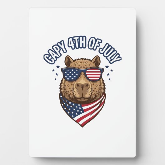 Capy 4 juli Patriotische Capybara Vector Design_ Fotoplaat (voorkant)