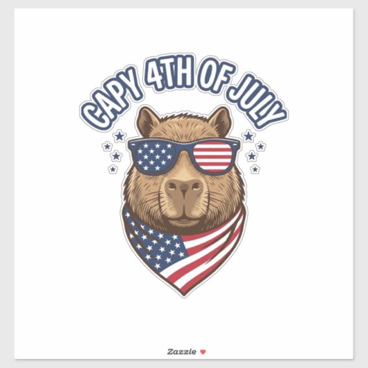 Capy 4 juli Patriotische Capybara Vectorontwerp_ Sticker (Vel)