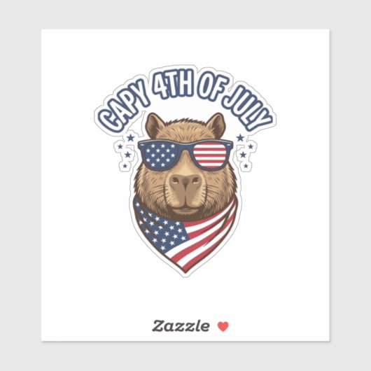 Capy 4 juli Patriotische Capybara Vectorontwerp_ Sticker (Vel)