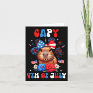 Capy 4th July Capybara Patriottische Bloemen Kostu Kaart