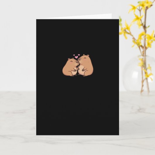 Capy Better Together Cute Animal Design  Kaart (Gele Bloem)