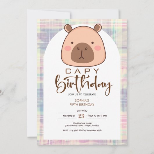Capy birthday capybara kids birthday kaart (Voorkant)