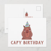 "CAPY BIRTHDAY" Capybara met partijgebonden Pet Briefkaart (Voorkant / Achterkant)