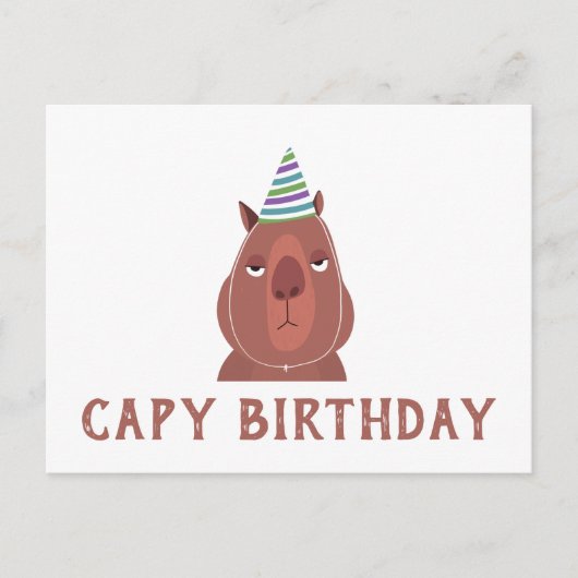 "CAPY BIRTHDAY" Capybara met partijgebonden Pet Briefkaart (Voorkant)