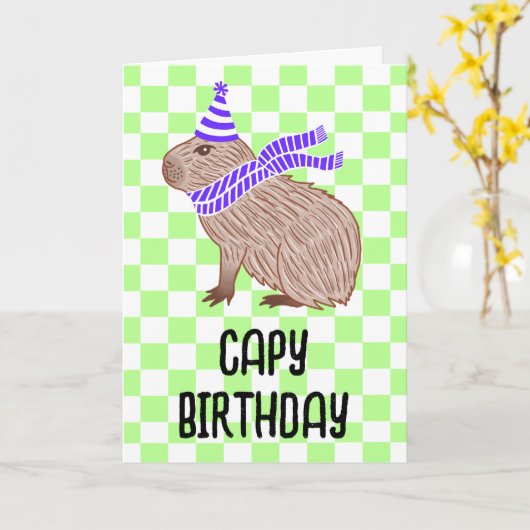 Capy Birthday Funny Capybara Lover Greeting Kaart (Gele Bloem)