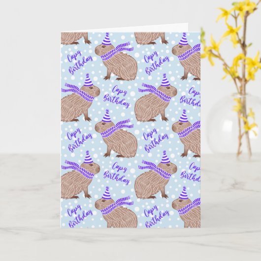 Capy Birthday Funny Capybara Lover Greeting Kaart (Gele Bloem)