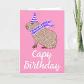 Capy Birthday Funny Capybara Lover Pink Greeting Kaart (Voorkant)