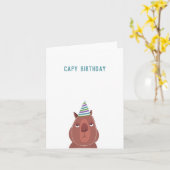 Capy Birthday Pet Capybara Party | Blanco binnenzi Kaart (Gele Bloem)
