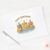 Capy Birthday Vierkante Sticker (Envelop)