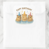 Capy Birthday Vierkante Sticker (Tas)