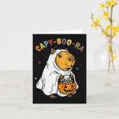 Capy-boo-ra Cappy Halloween Funny Capybara Costume Kaart (Gele Bloem)