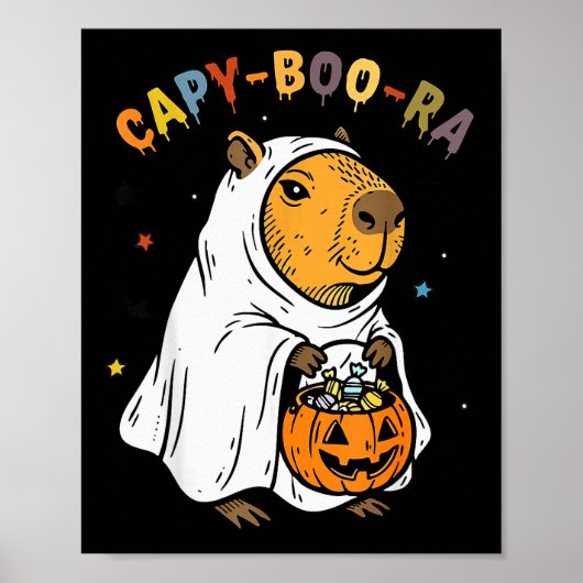 Capy-boo-ra Cappy Halloween Funny Capybara Costume Poster (Voorkant)